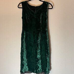 VTG 90's Emerald Green Crushed Velvet Whimsigoth Sleeveless Dress Sz S/M